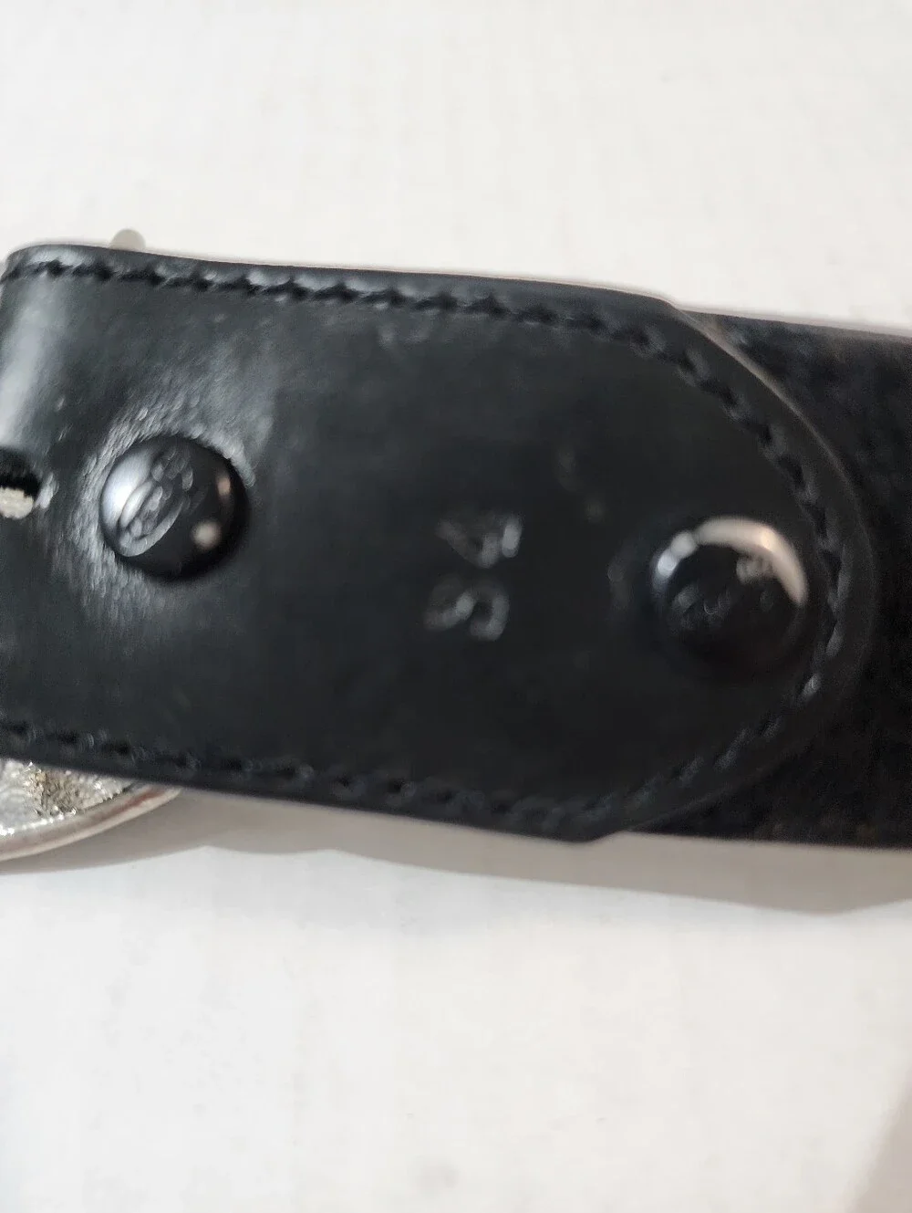 Vintage Justin 741BK Leather Western Belt Laced Concho Texas Buckle Size 36